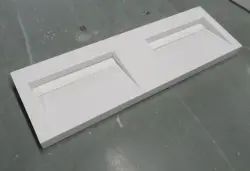 Solid-S Quatra dvojno umivalnik iz masivne površine mat bela brez odprtine za pipo s pokrovom iz masivne površine B160xD45xH8cm 1208952415