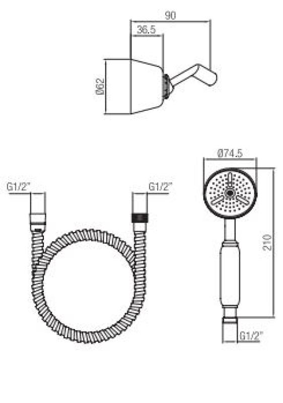 PB klasični ročni tuš set z obešalnim kavljem iz nerjavečega jekla 1208952419