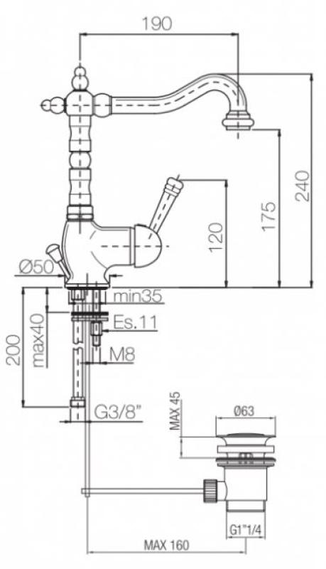 PB Umivalniška mešalna pipa nostalgična Vintage Bronasta