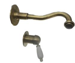 PB nostalgična vgradna umivalniška armatura Vintage izliv 21cm Bronasta