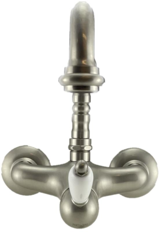 PB nostalgična enoročna stenska armatura z belo ročico iz nerjavečega jekla