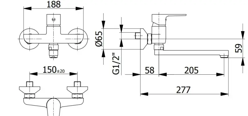 Blusani Kuhinjska Pipa Stenska Pipa Krom z dolgim izlivom 27cm 1208952918