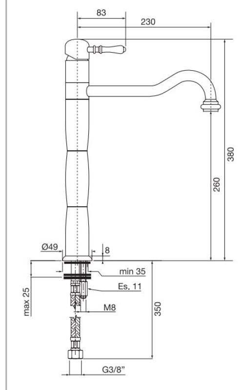 PB Classic Nostalgična stebrična kuhinjska pipa RVS 1208952922