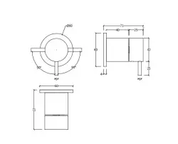 Waterevolution Flow vgradni 2-smerni preklopnik okrogla rozeta gun metal T1482S.GME