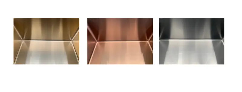 Ausmann Weser RVS pomivalno korito, barva baker, PVD Copper, 45x51 s pipo odprtino, podvgradnja, ravna vgradnja in nadgradnja 080945