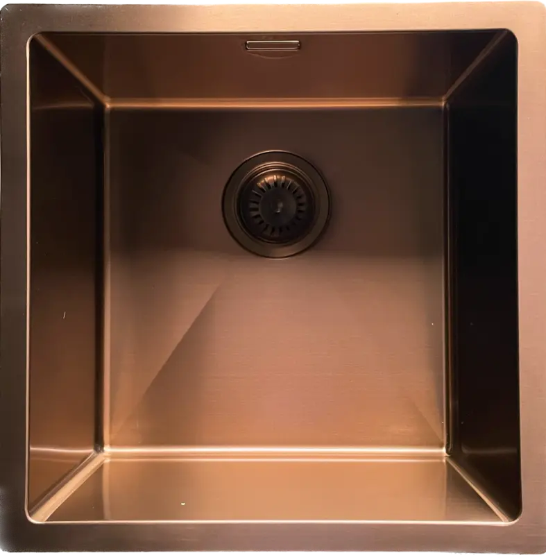 Ausmann Mosel RVS pomivalno korito bakrene barve PVD Copper 40x40 za vgradnjo pod pult, na ravni pulta in nad pultom 080969