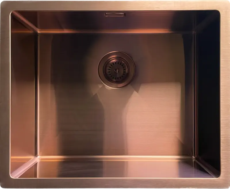 Ausmann Mosel RVS pomivalno korito v bakreni barvi PVD Copper 50x40 za vgradnjo pod pult, na pult in za raven vgradnjo 080976