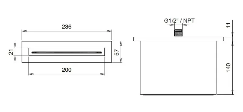 SB Square vodni izliv za umivalnik mat črna