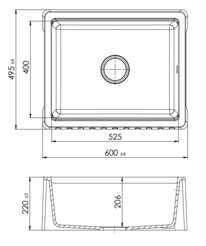 GraniteMy Tradition podeželski pomivalnik, dvostranska granitna pomivalna korita 60x48 cm, bela vgradna pod pult 1208953017