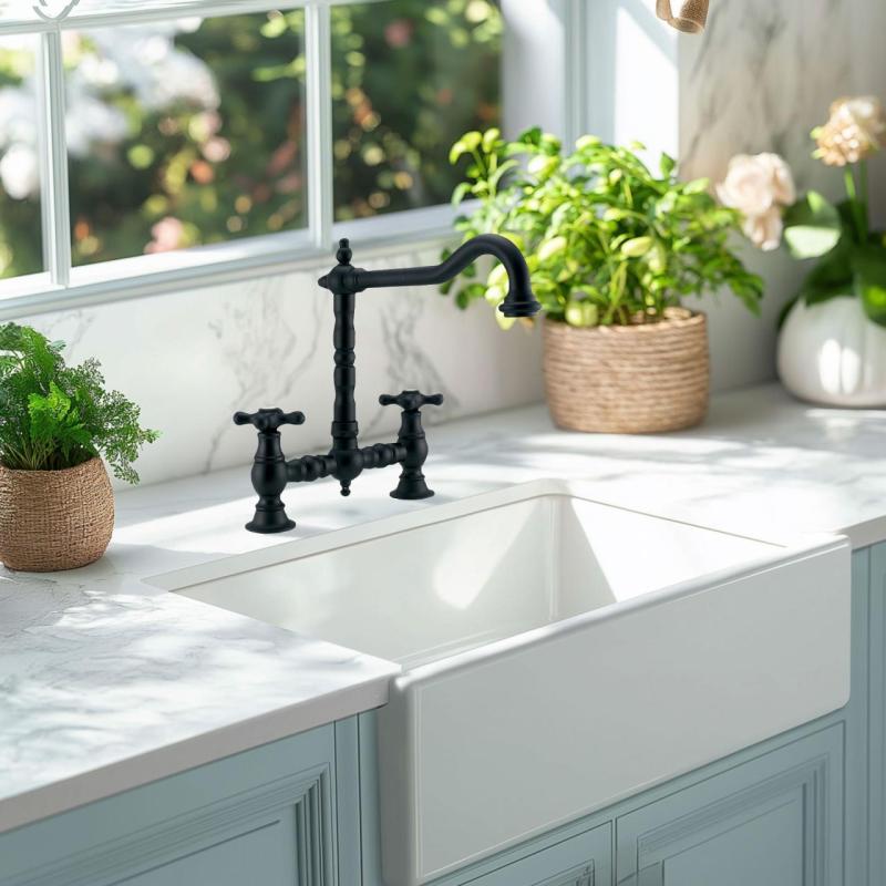 PB Nostalgijska Kuhinjska Pipa za Most, Mat Črna, Kotni Izliv s Zvezdnatimi Ročaji PBN.ZW.H.ST