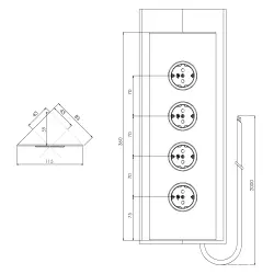 Energiekolom met 4 geaarde stopcontacten RVS 1208953218