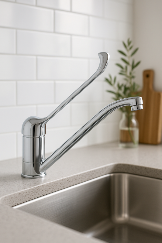 PB Clinic kuhinjska pipa za invalide z vrtljivo in dolgo ročico, kromirana 1208953266