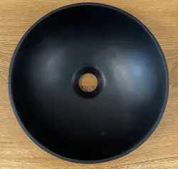 Umyvadlo Solid S, majhno, iz masivnega kamna, okroglo, 30 x 30 x 11 cm, mat črno, 1208953271