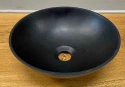 Umyvadlo Solid S, majhno, iz masivnega kamna, okroglo, 30 x 30 x 11 cm, mat črno, 1208953271