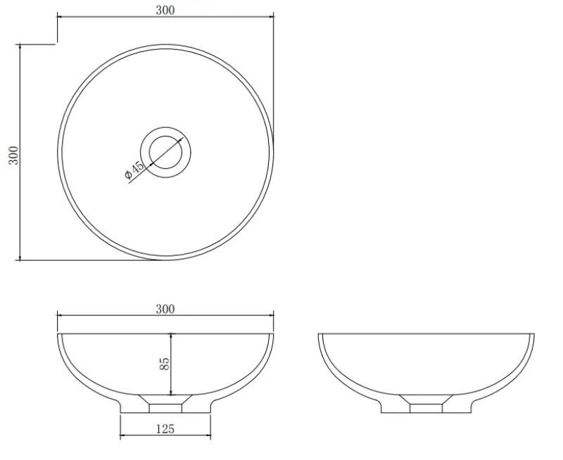Umyvadlo Solid S, majhno, iz masivnega kamna, okroglo, 30 x 30 x 11 cm, mat belo, 1208953273