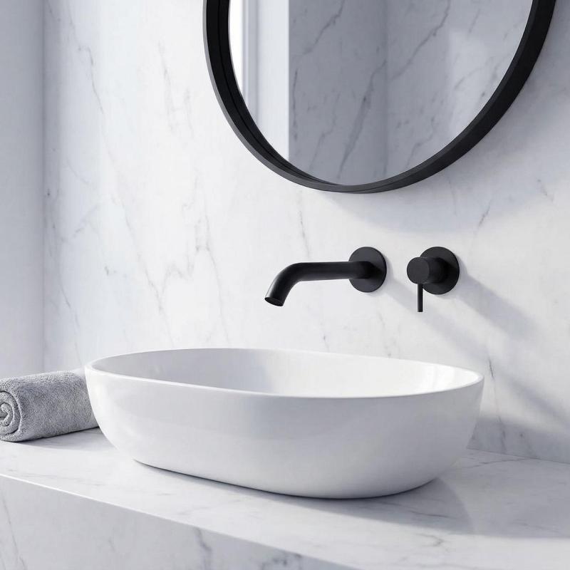 SB Round vgradna umivalniška armatura mat črna - 102 mm