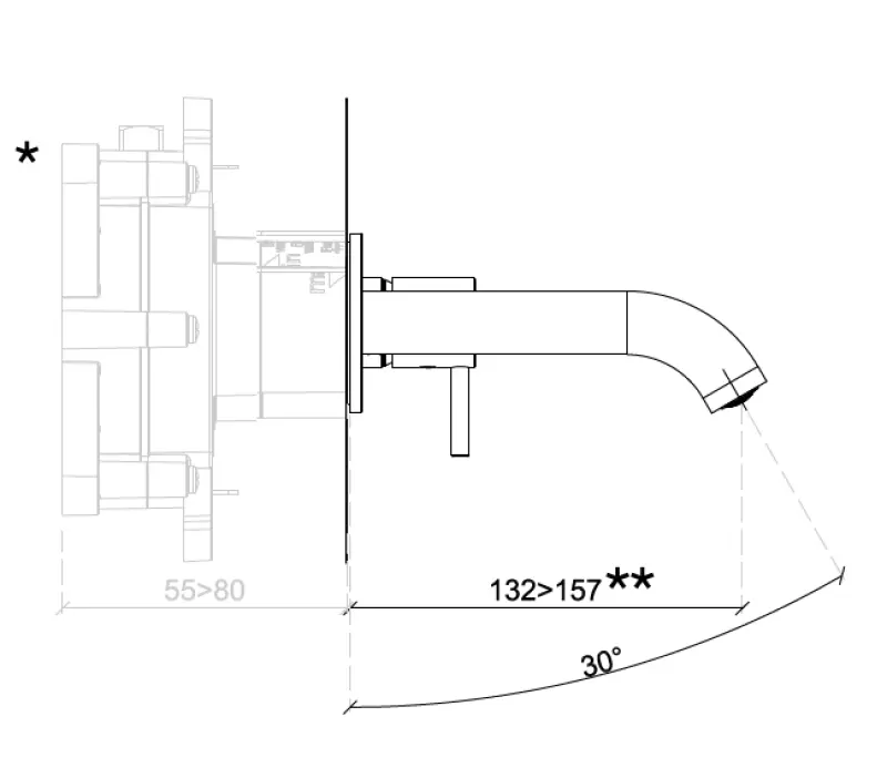 SB Round inbouw wastafelmengkraan mat zwart - 132 mm