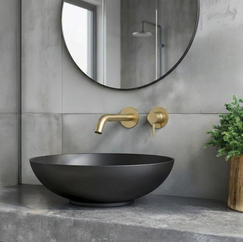 SB Round vgradna umivalniška armatura brušena medenina PVD 162 mm