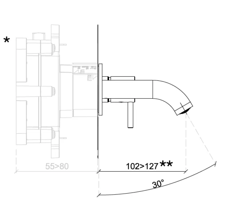 SB Round vgrajena umivalniška armatura v gunmetal PVD 102mm