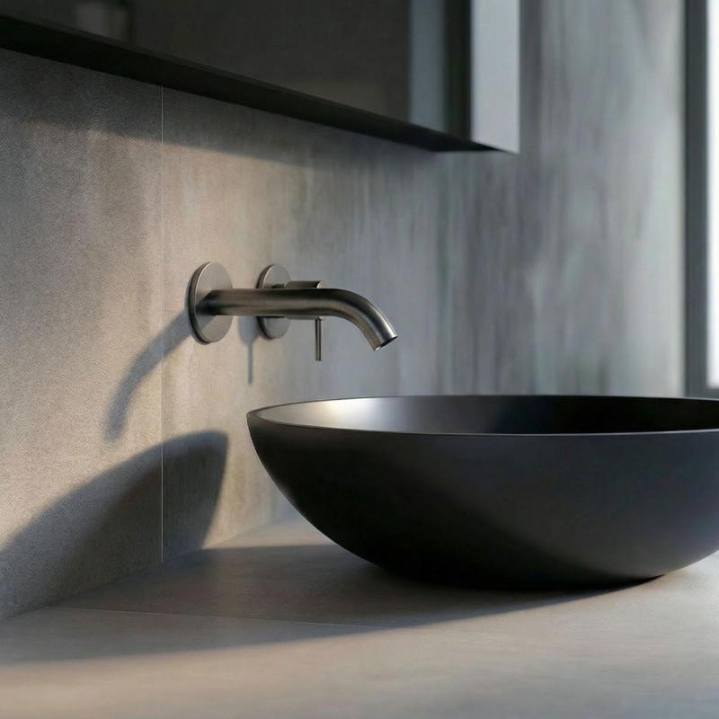 SB Round 316 vgrajena armatura za umivalnik Gun Metal PVD 132mm