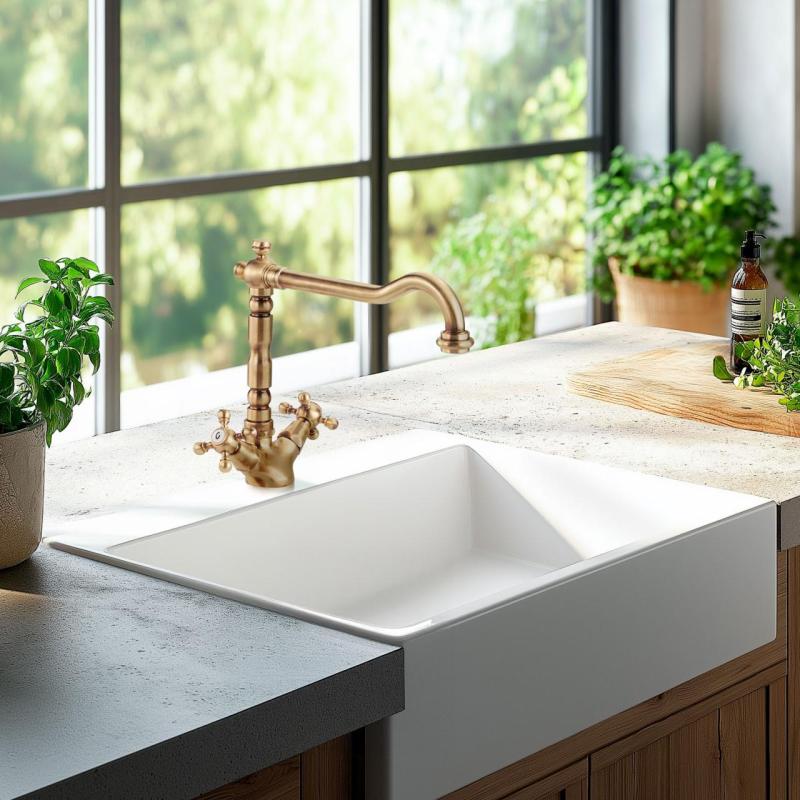 Nostalgische kuhinjska pipa V1910 Medeninasta Naravna pipa patinirana starana 1208953525