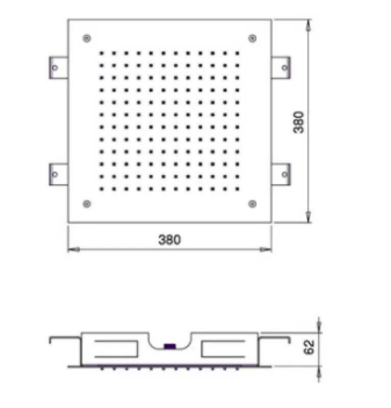 SB Square deurdouš vgradni 380x380 mm brušeni medenina PVD