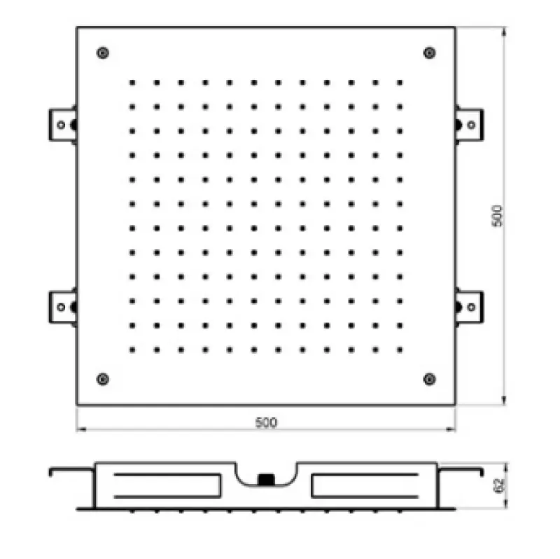 SB Square vgradna deževna prha 500x500mm Brušena Medenina PVD