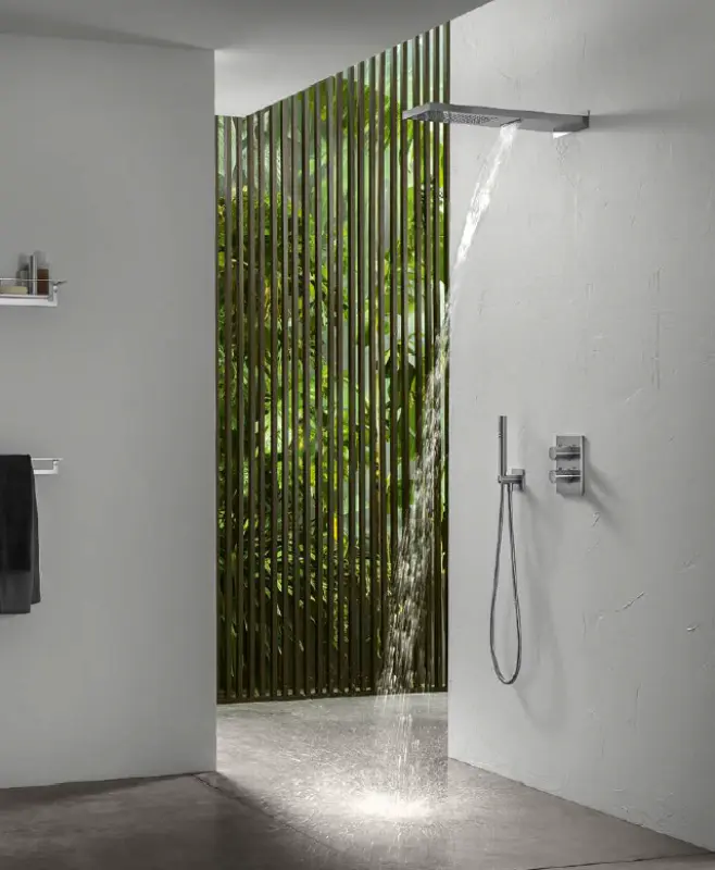 SB 316 Vierkante handdoucheset met slang en ophanghaak RVS