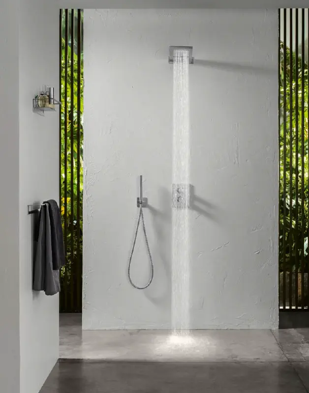 SB 316 Vierkante handdoucheset met slang en ophanghaak RVS