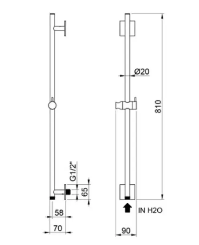 SB Rubinetterie Universale 316 RVS glijstang geborsteld met watertoevoeraansluiting 1208953564