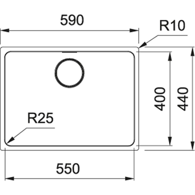 Franke Mythos MYX 110.55 inox pomivalno korito 55x40cm podvgradnja 122.0638.200