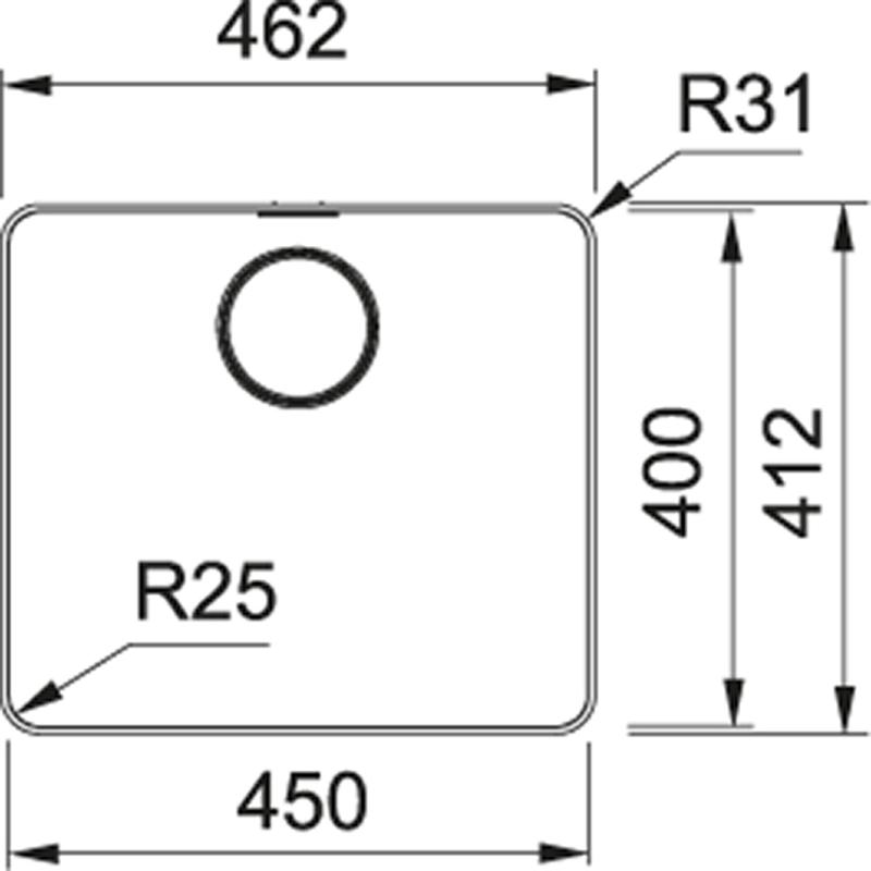 Franke Mythos MYX 210.45 inox pomivalno korito 45x40cm vgradnja na ravni 127.0638.275
