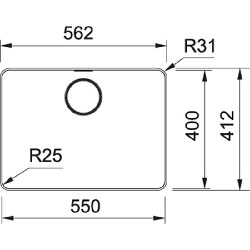 Franke Mythos MYX 210.55 inox pomivalno korito 55x40cm vgradnja na ravni 127.0638.277