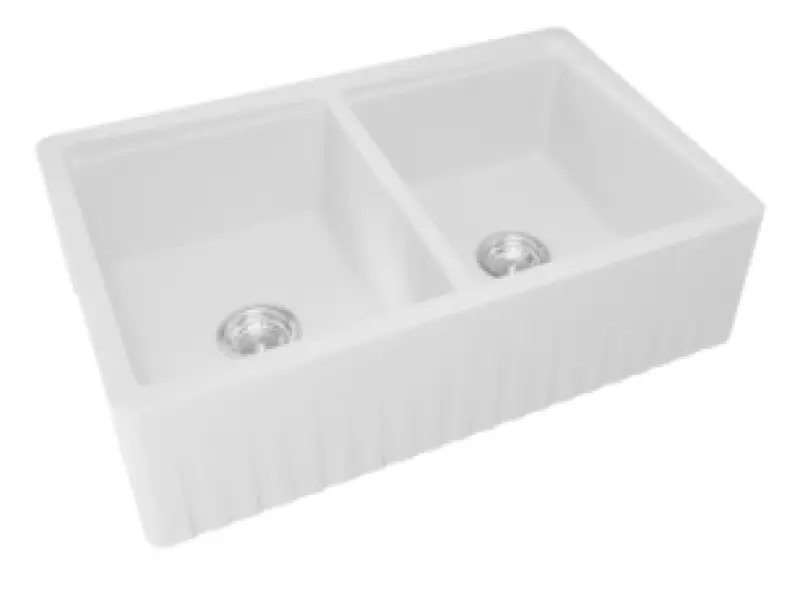 GraniteMy Tradition podeželski dvojni umivalnik 2-stranski granitni pomivalnik 80x50cm bel za montažo na vrh, vgradno montažo in montažo v ravni liniji 1208953698