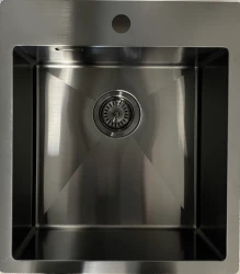 Ausmann Weser RVS pomivalno korito antracitne barve PVD Gun Metal 45x51 s odprtino za pipo, podvgradno, ploskovno in nadgradno 067120