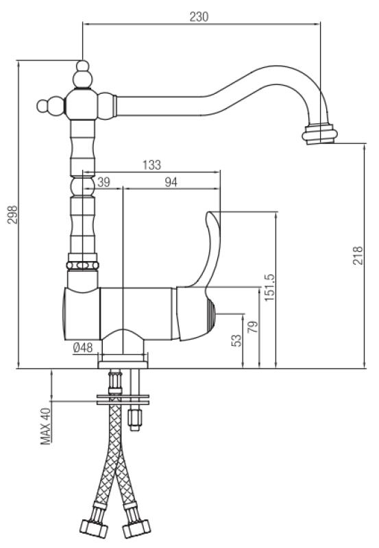 PB Vintage nostalgična kuhinjska pipa, zložljiva pipa za okno iz nerjavečega jekla 1208953757