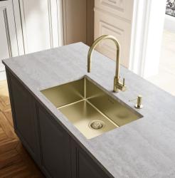 Franke gouden Keukenkraan Eos Neo met uittrekbare sproeikop pvd gold 115.0681.244
