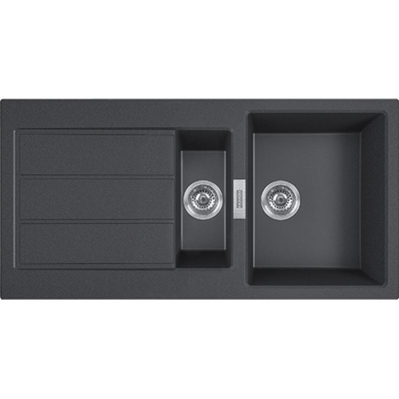 Franke Sirius 2 S2D 651 črna plastika 1,5 en in pol umivalnik z odcejevalnikom nadgradnja 100x50 143.0634.554