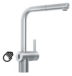 Franke brušena nerjaveča jeklena senzorska kuhinjska pipa Atlas Neo z izvlečno izlivno cevjo inox 115.0625.523