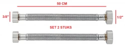 PB fleksibilna priključna cev, set 2 kosov za most kuhinjsko pipo, dolžine 50 cm, z 2 x notranjim navojem 1/2 + 3/8, 1208953845.
