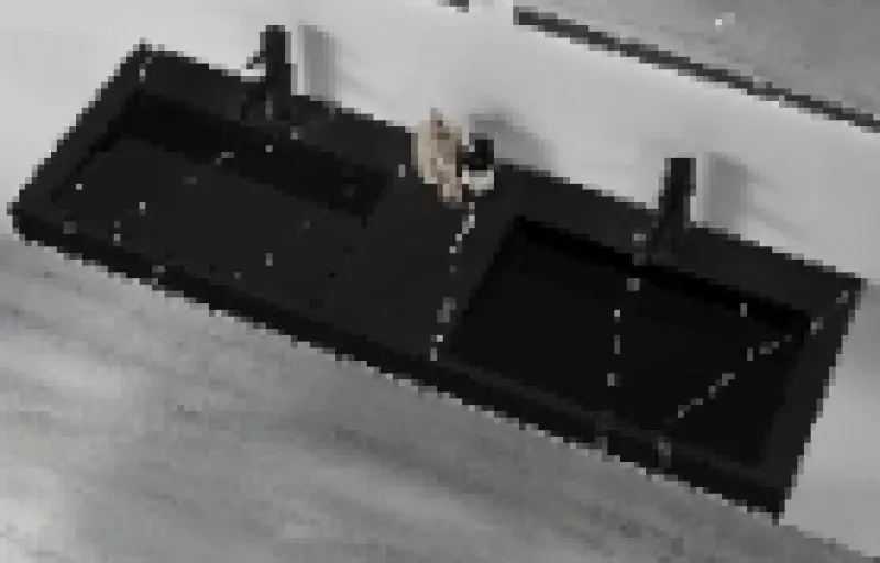 Solid-S Marble dvojno umivalnik solid surface črn marmor mat brez luknje za pipo s solid cover B180xD45xH8 1208953889