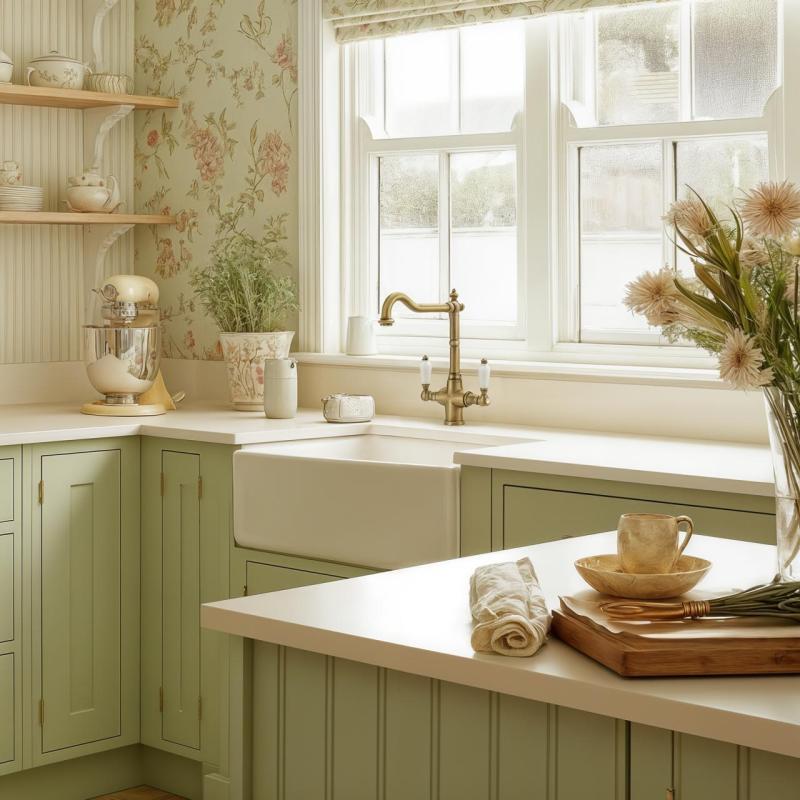 PB Nostalgijska klasična podeželska kuhinjska pipa Bron z belimi ročaji 1208953913