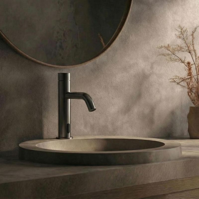 Waterevolution Flow elektronisch wastafelkraan met infrarood op batterijen Gun Metal T110GME