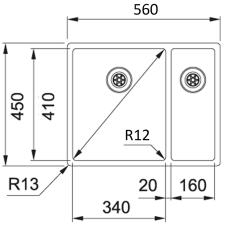 Franke Bolero plus R12 BXX 260 BL 1,5 en pol in pol rjava jeklena pomivalna korita za vgradnjo 127.0625.091
