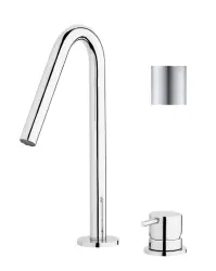 Waterevolution Flow 2-luknjasta umivalniška pipa v celoti iz nerjavečega jekla z majhnim V 120mm izlivom T1121VIE