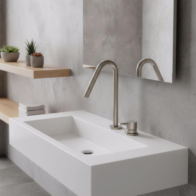 Waterevolution Flow 2-luknjasta umivalniška pipa v celoti iz nerjavečega jekla z majhnim V 120mm izlivom T1121VIE