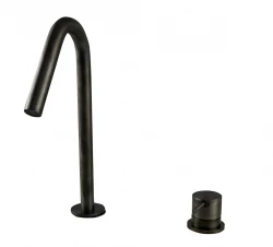 Waterevolution Flow 2-luknjasta umivalniška pipa PVD Gun Metal z majhnim V 120mm izlivom T1121VGME