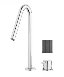 Waterevolution Flow 2-luknjična umivalniška armatura PVD Gun Metal z visokim 120 mm izlivom T1122VGME