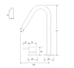 Waterevolution Flow 2-luknjična umivalniška armatura PVD Gun Metal z visokim 120 mm izlivom T1122VGME