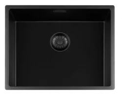 Lorreine 50BQ-FU črna Quartz umivalnik 50x40cm vgradnja pod pult črn s črnim košarastim čepom 1208954002